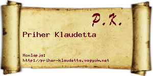 Priher Klaudetta névjegykártya